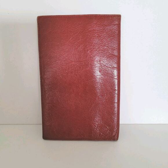 Celine Vintage Notbook Cover Notebook Book Case 4x6 Red Bifold Leather Italian - Picture 2 of 9